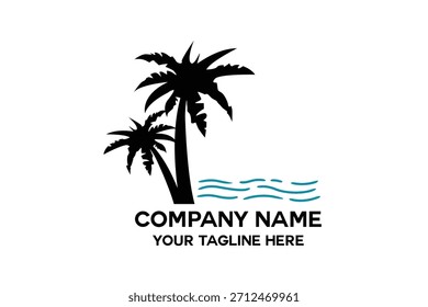 coconut tree logo on the beach