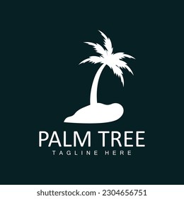 Logotipo de árbol de coco, vector de playa de sol de árbol de palmera, diseño simple minimalista elegante, icono de plantilla de símbolo