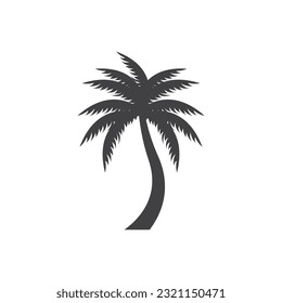 Coconut Tree Logo, Palm Tree Sunset Beach Vector, Elegant Minimalist Simple Design, Symbol Template Icon