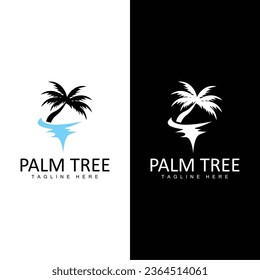 Coconut Tree Logo, Palm Tree Sunset Beach Vector, Elegant Minimalist Simple Design, Symbol Template Icon - Shutterstock ID 2364514061