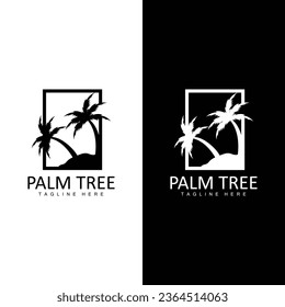 Coconut Tree Logo, Palm Tree Sunset Beach Vector, Elegant Minimalist Simple Design, Symbol Template Icon - Shutterstock ID 2364514063