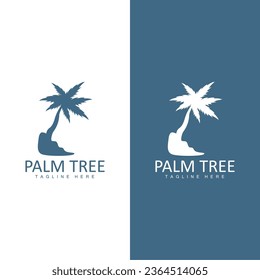 Coconut Tree Logo, Palm Tree Sunset Beach Vector, Elegant Minimalist Simple Design, Symbol Template Icon - Shutterstock ID 2364514065