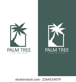 Coconut Tree Logo, Palm Tree Sunset Beach Vector, Elegant Minimalist Simple Design, Symbol Template Icon - Shutterstock ID 2364514079