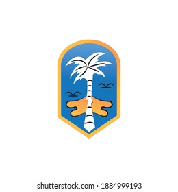coconut tree logo template and bird symbol, dark tree logo vector and bird symbol