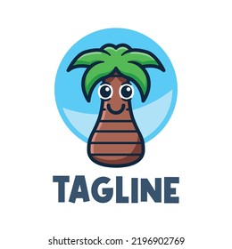 Coconut tree mascot logo vector illustration.