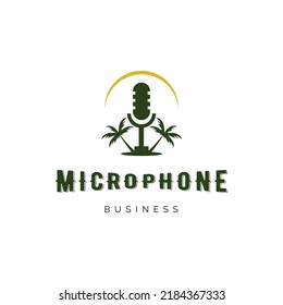 Coconut tree microphone icon logo design inspiration