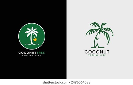 Coconut, coconut tree minimalist logo icon, sea forest beach coconut tree natural leaf  