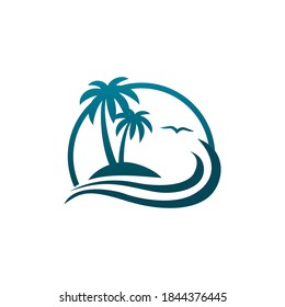 Árbol de coco en una playa icono de diseño ilustración