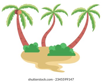 Coconut Tree on Beach Illustration