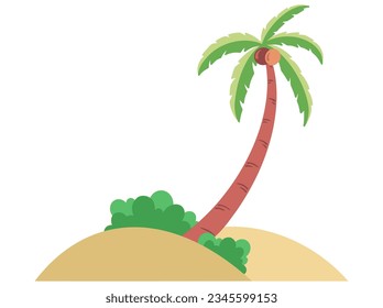 Coconut Tree on Beach Illustration