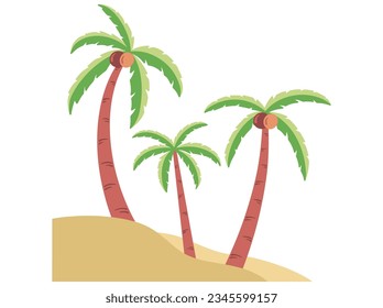 Coconut Tree on Beach Illustration
