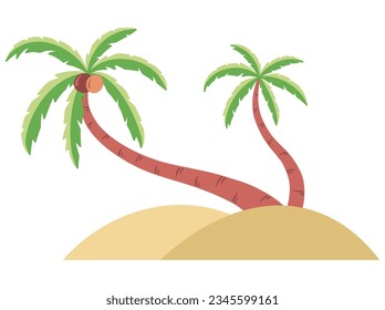 Coconut Tree on Beach Illustration