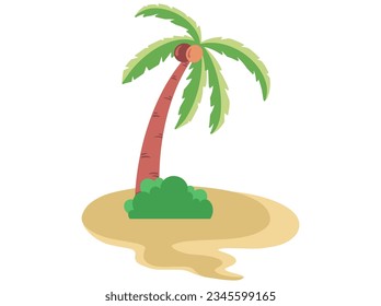 Coconut Tree on Beach Illustration