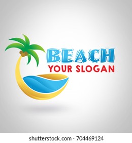 Coconut tree on beach logo