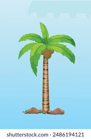 Coconut tree on a blue background