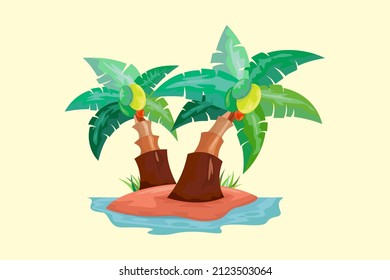 coconut tree on a deserted island 