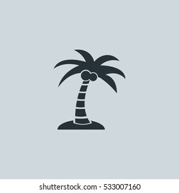 Coconut tree on an island Icon, Vector