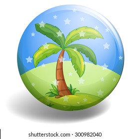 Coconut tree on the round badge
