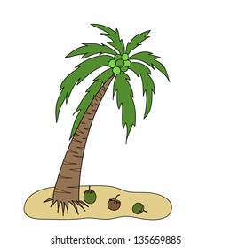 coconut tree is on a small island