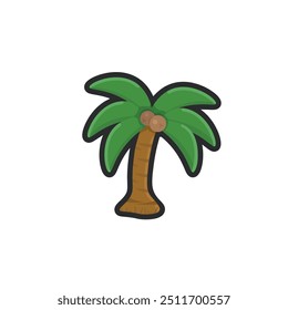 coconut tree in outline flat vector design.