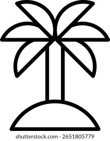 Coconut tree or palm tree icon to represent the classic symbol concept for tropical vacation destinations, beaches, islands and relaxation.