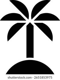 Coconut tree or palm tree icon to represent the classic symbol concept for tropical vacation destinations, beaches, islands and relaxation.