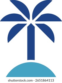 Coconut tree or palm tree icon to represent the classic symbol concept for tropical vacation destinations, beaches, islands and relaxation.