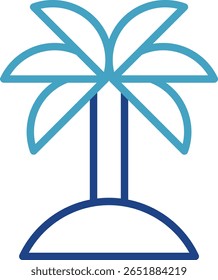 Coconut tree or palm tree icon to represent the classic symbol concept for tropical vacation destinations, beaches, islands and relaxation.