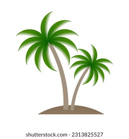 Icono de árbol de coco o árbol de palmas. Isla Tropical en verano. Ilustración vectorial aislada en fondo blanco.