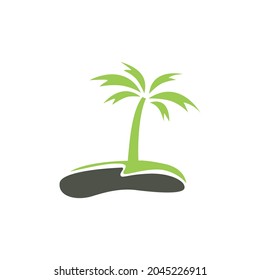 coconut tree palm island logo icon flat concept vector graphic design