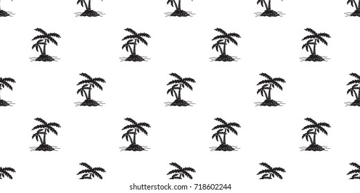 Coconut tree palm island vector doodle illustration Seamless Pattern wallpaper background