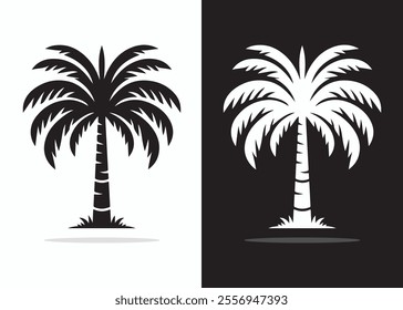 Coconut tree, palm vector icon illustration, logo template
