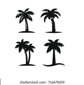 Coconut Tree palms for travel graphic. Vector silhouette