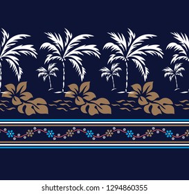 coconut tree pattern with flower on border