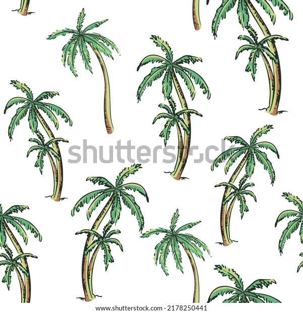 Coconut Tree Pattern Handpainted Coconut Tree Stock Vector (royalty 