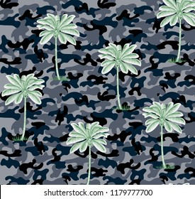 coconut tree pattern on camo background