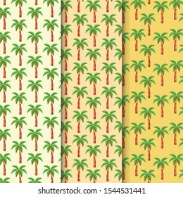 coconut tree pattern set on pastel background