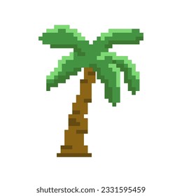 Coconut tree pixel art on white background