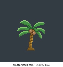 Coconut Tree In Pixel Style