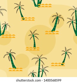 Coconut Tree Seamless Pattern, Cute Pattern for Kids, Kid Illustration