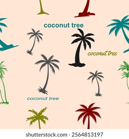 Coconut tree seamless pattern vector illustration