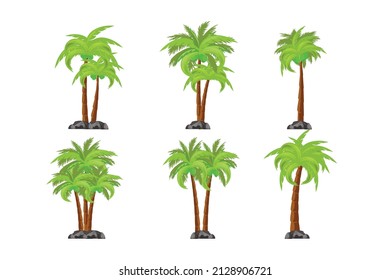 coconut tree shape illustration set