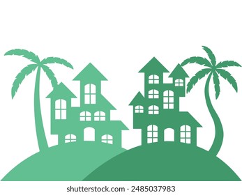 Coconut Tree Silhouette Background Illustration
