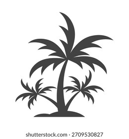 Silueta del árbol de coco. Diseño del árbol de coco en estilo plano. Tema de verano