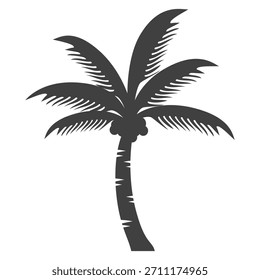 Silueta del árbol de coco. Diseño del árbol de coco en estilo plano. Tema de verano