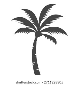 Silueta del árbol de coco. Diseño del árbol de coco en estilo plano. Tema de verano