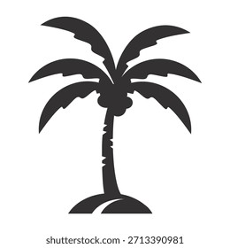 Silueta del árbol de coco. Diseño del árbol de coco en estilo plano. Tema de verano