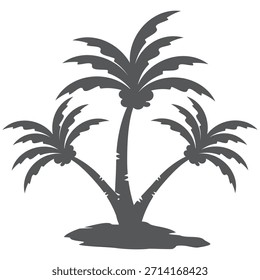 Silueta del árbol de coco. Diseño del árbol de coco en estilo plano. Tema de verano