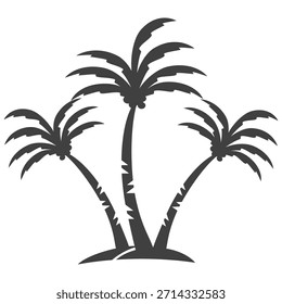 Silueta del árbol de coco. Diseño del árbol de coco en estilo plano. Tema de verano