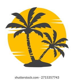 Silueta del árbol de coco. Diseño del árbol de coco en estilo plano. Tema de verano